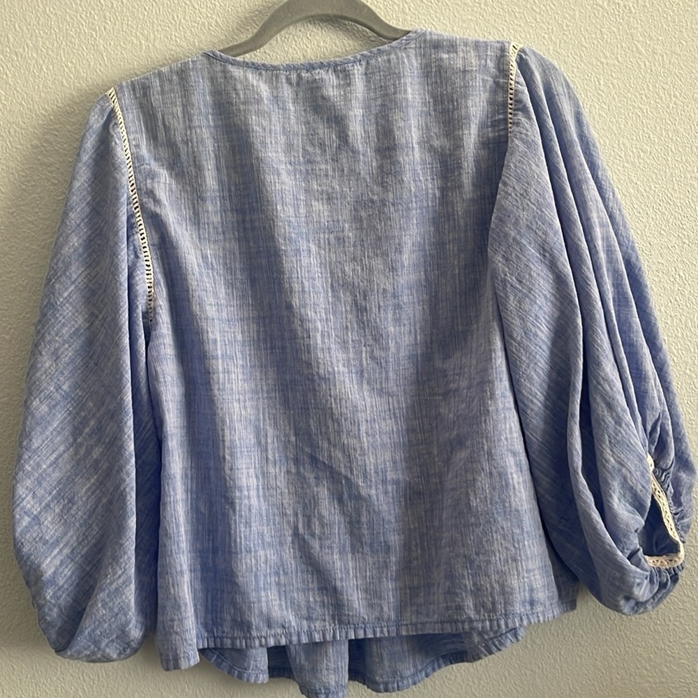 Zara Boho Puff Sleeve Top Size XS - Picture 4 of 7